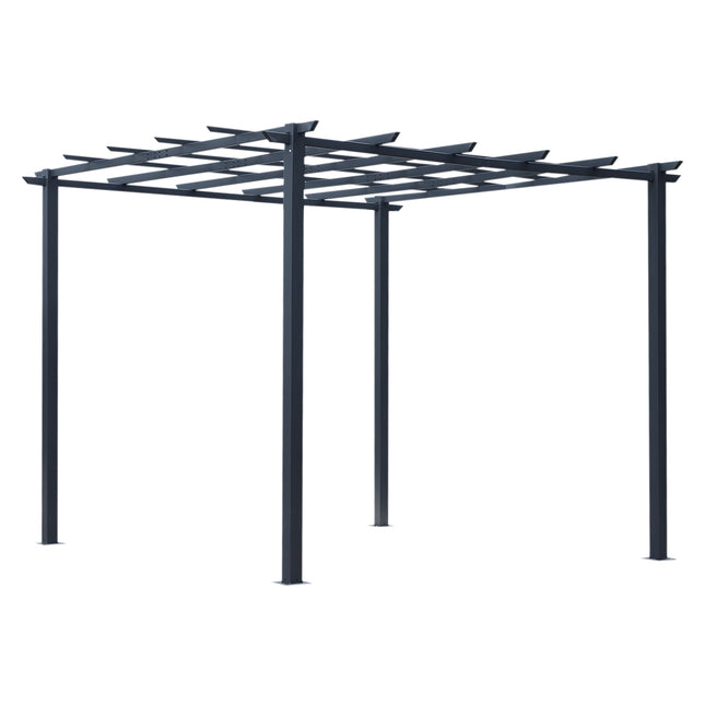Rožu paviljona stabila augu arka kā režģis, dārza paviljons, laikapstākļu izturīgs, metāla, melns, 2,97 x 2,95 x 2,3 m