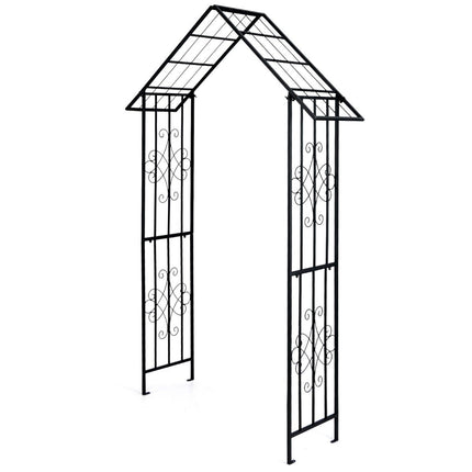 Rose arch metal garden arch for climbing plants trellis arch for backyard wedding party 140 x 40 x 223 cm black