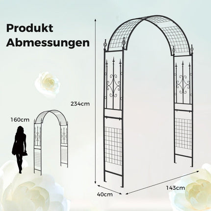 Rose arch metal garden arch for climbing plants trellis arch for backyard wedding party 143 x 40 x 234 cm