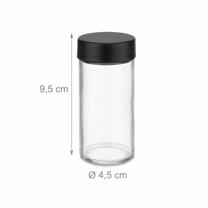 Rotating Spice Carousel with 8 Glass Shaker Jars, Bamboo, Matt Black