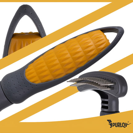 Mājdzīvnieku ķemme ar rotējošiem zobiem suņiem un kaķiem - divrindu, ergonomiska