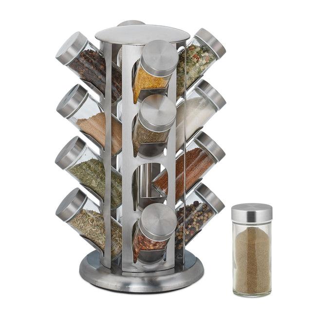 Rotating spice rack with 16 spice jars