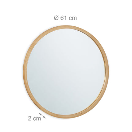 Apaļš bambusa sienas spogulis 61 cm