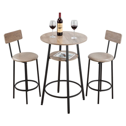 Round Bar Table Set, 3-Piece, Table and 2 Stools