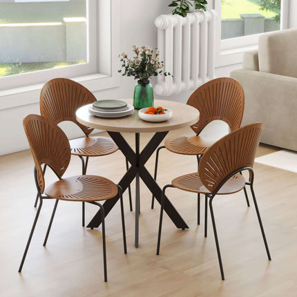 Apaļš ēdamgalds, 75 cm, sēdvietas 2-4, brūns MDF