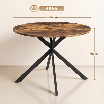 Apaļš ēdamgalds, koka imitācijas virsma, 4 sēdvietas, Ø100 cm