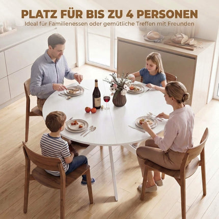 Round Dining Table for 4 People, Ø120 cm, White, X-Shaped Steel Legs