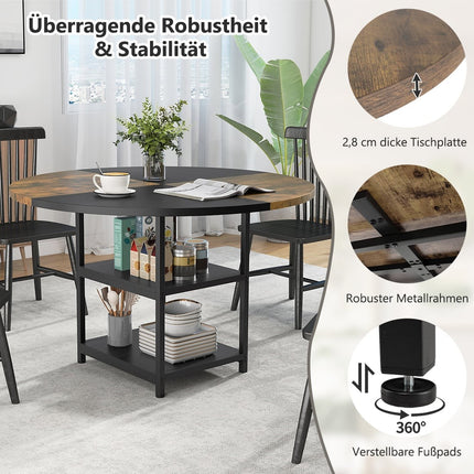 Apaļš ēdamgalds ar uzglabāšanas vietu, 120 cm, metāla rāmis