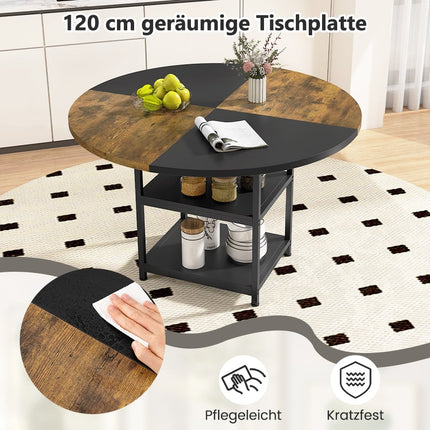 Apaļš ēdamgalds ar uzglabāšanas vietu, 120 cm, metāla rāmis