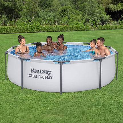 Round Frame Pool 305x76 cm with Steel Frame and Drain Valve, 4678 L, 3-Layer PVC