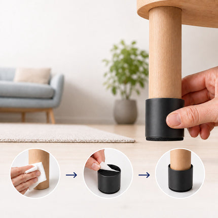 Round Furniture Risers Set of 4, 4.6 cm, Carbon Steel, 500 kg, Black
