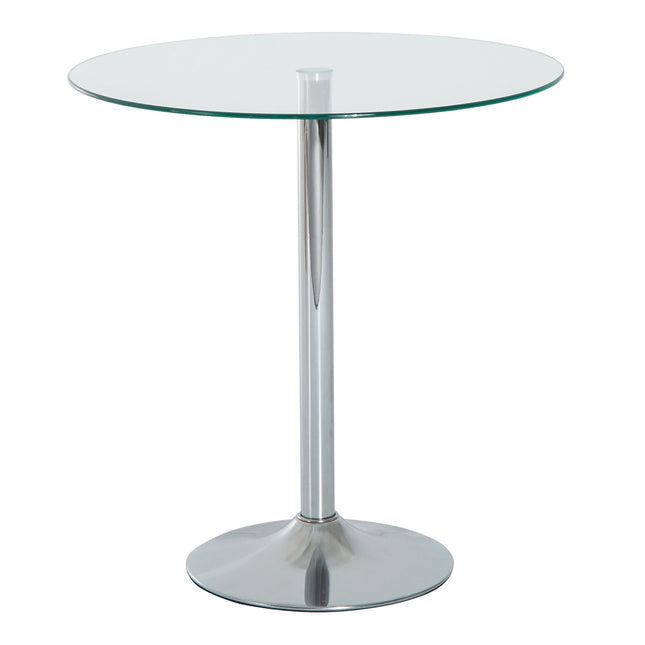 Apaļš stikla ēdamgalds, 70 cm, metāla pamatne
