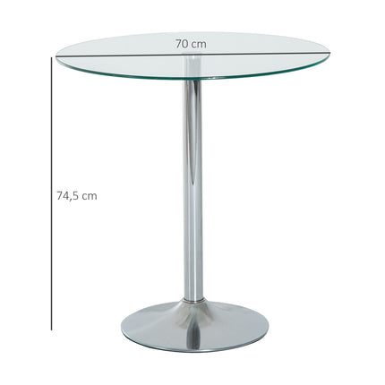 Apaļš stikla ēdamgalds, 70 cm, metāla pamatne