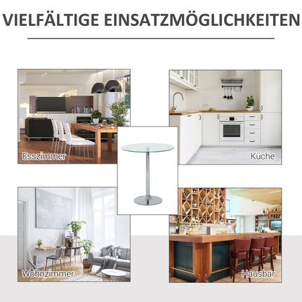 Apaļš stikla ēdamgalds, 70 cm, metāla pamatne