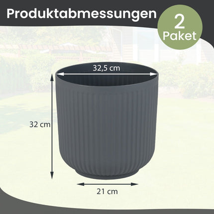 Apaļi puķu podi ar drenāžas caurumiem, 2 gab. komplekts, pelēki