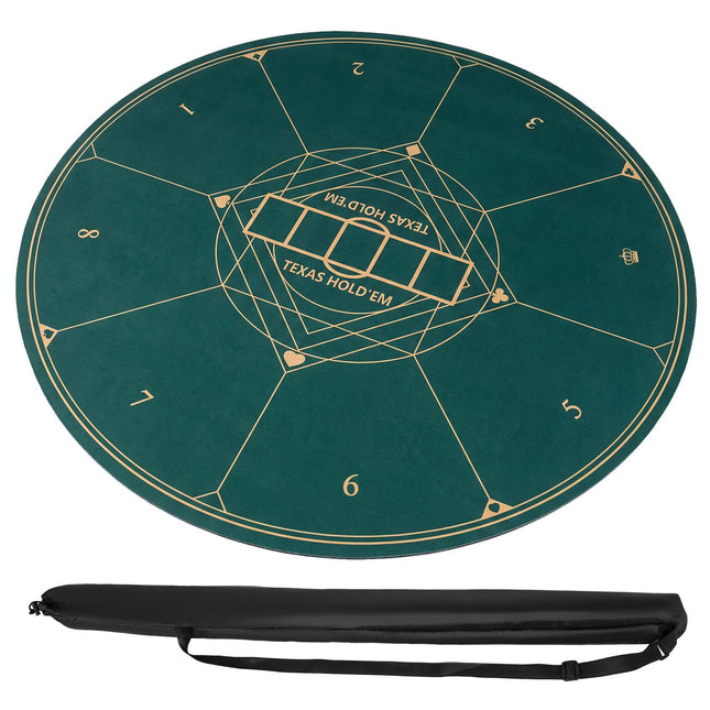 Apaļš pokera galda paklājiņš, neslīdošs, salokāms, 100 cm, 8 spēlētājiem