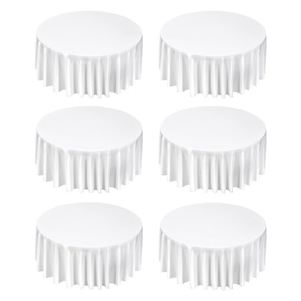 Round Tablecloths, 6-Pack 132-Inch White Polyester