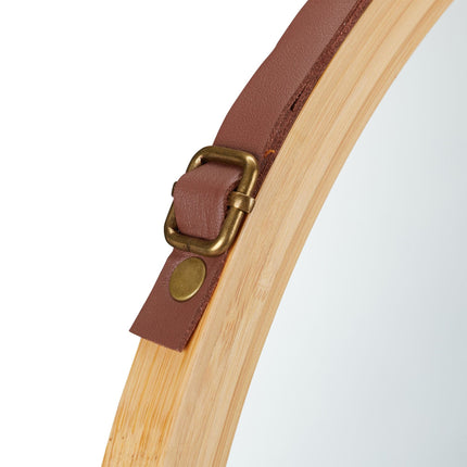 Round mirror with strap