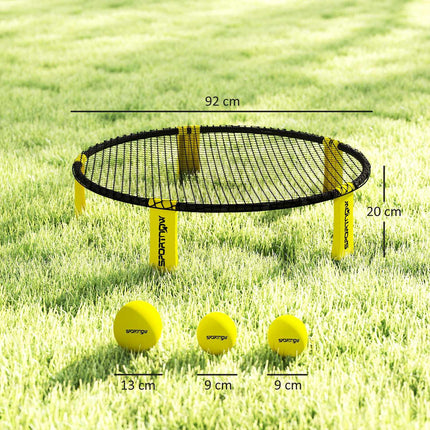 Roundnet Set Game set with play net 3 balls carrying bag ball pump  Ø92 x 20 cm yellow