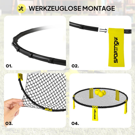 Roundnet Set Game set with play net 3 balls carrying bag ball pump  Ø92 x 20 cm yellow