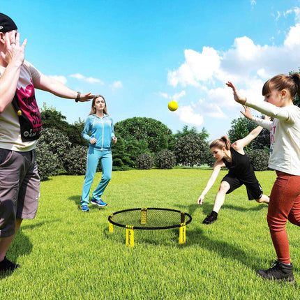 Roundnet Set Game set with play net 3 balls carrying bag ball pump  Ø92 x 20 cm yellow