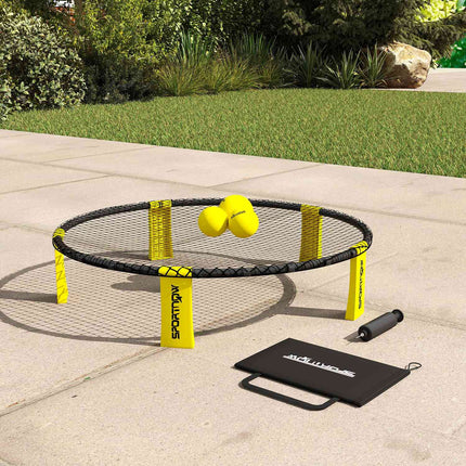 Roundnet Set Game set with play net 3 balls carrying bag ball pump  Ø92 x 20 cm yellow