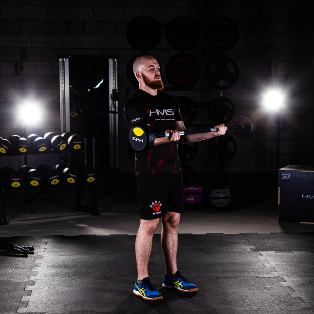Ar gumiju pārklāts stienis, 10 kg, sporta zāles aprīkojums