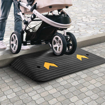 Rubber Threshold Ramp, 3 in Rise, Cable Channel, Non-Slip