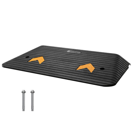 Rubber Threshold Ramp, 3 in Rise, Cable Channel, Non-Slip