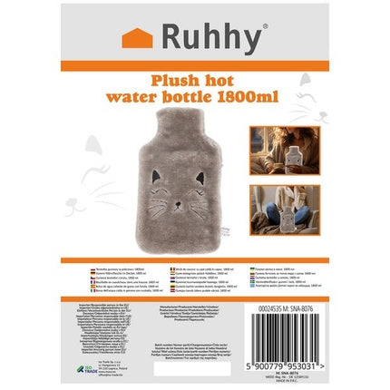 Gumijas karstā ūdens pudele vākā 1800ml Ruhhy 24535