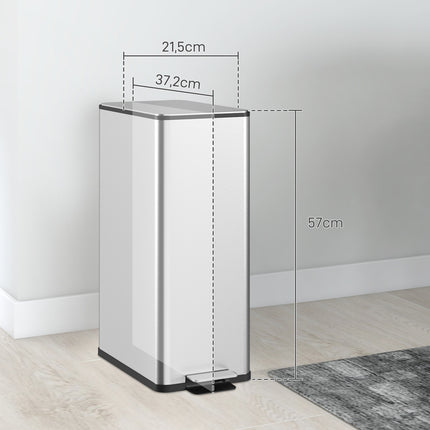 20L pedal container in stainless steel with inner container, living room/office