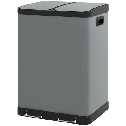 Atkritumu tvertne 2x30L pedāļa atkritumu tvertne kosmētikas atkritumu tvertne ar vāku un kājas pedāli, metāla atkritumu tvertne ar iekšējo tvertni viesistabai un birojam, 48,8x39,5x67cm
