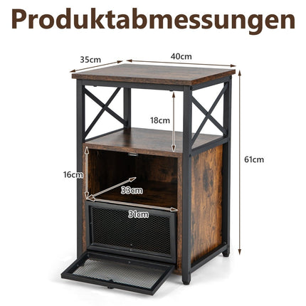 Rustic Brown sānu galdiņš ar plauktiem un atvilktnēm