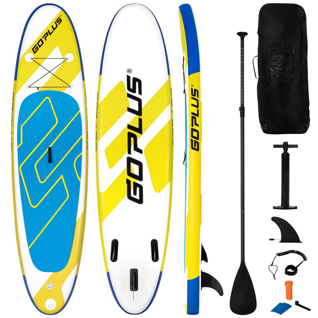 SUP dēlis, piepūšams, SUP dēlis, viegls, 335 x 76 x 15 cm, zils + dzeltens + balts