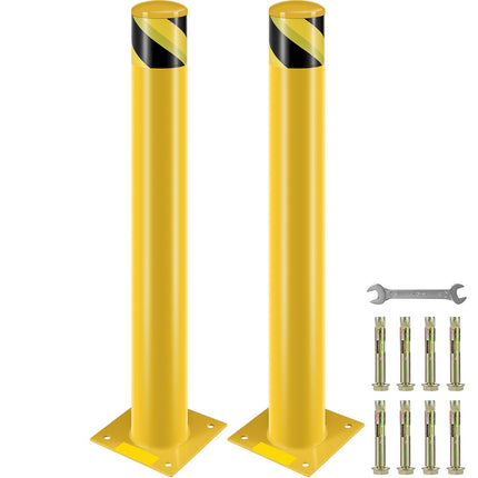 Safety Bollard Post, 36-Inch Steel, 4.5-Inch, 2-Pack