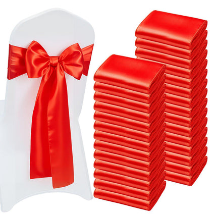 Satin Chair Sashes, 100-Pack, 7 x 108 in, Red