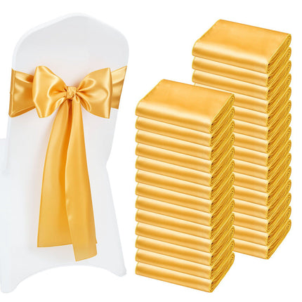 Satin Chair Sashes, 100 Pack, Gold, 7 x 108 In