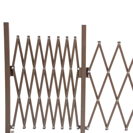 Šķērveida vārtu barjera, pagarināma, 52-405 cm, dārza alumīnijs, brūna, 103,5 cm augsta