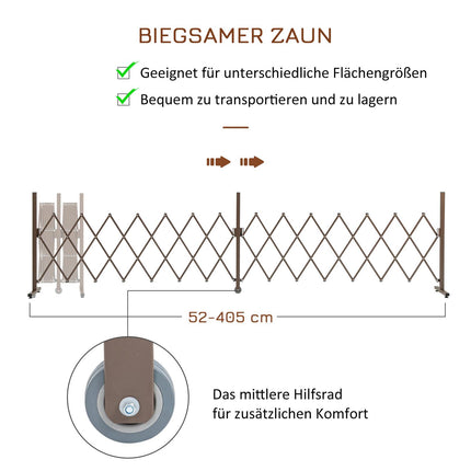 Šķērveida vārtu barjera, pagarināma, 52-405 cm, dārza alumīnijs, brūna, 103,5 cm augsta