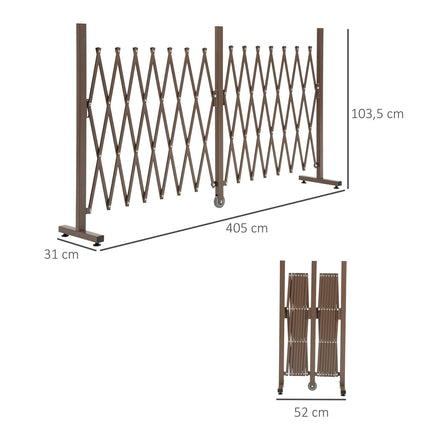 Šķērveida vārtu barjera, pagarināma, 52-405 cm, dārza alumīnijs, brūna, 103,5 cm augsta