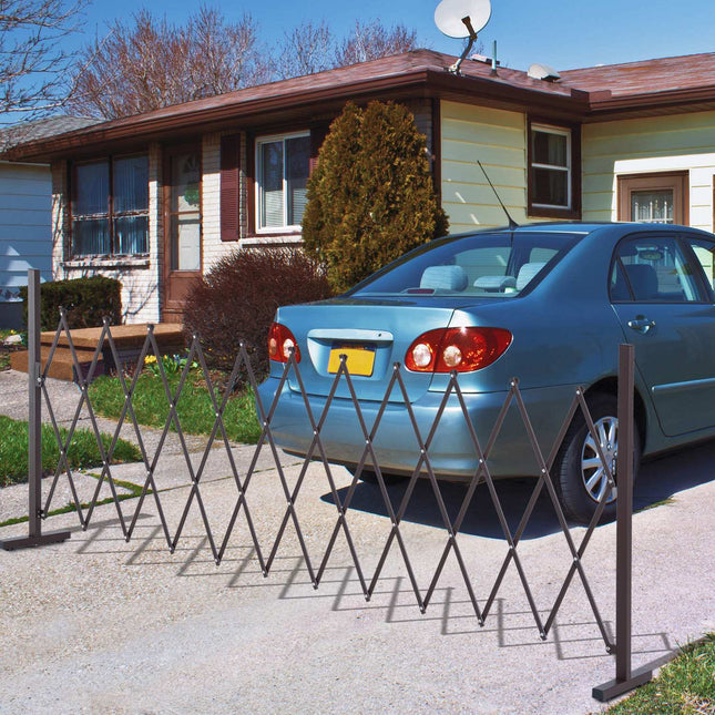 Šķērveida vārti, izvelkama barjera, 35-300 cm, ideāli piemēroti dārzam, alumīnijs, brūni, augstums 103,5 cm