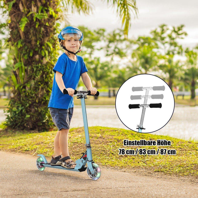 Skūteris Kick Scooter Augstuma regulējams bērnu skrejritenis Salokāms Kick Scooter ar 2 riteņiem Zils