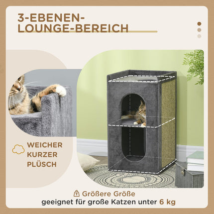 Cat Scratching Tower, 81 cm, 2 caves, dark grey, up to 6 kg