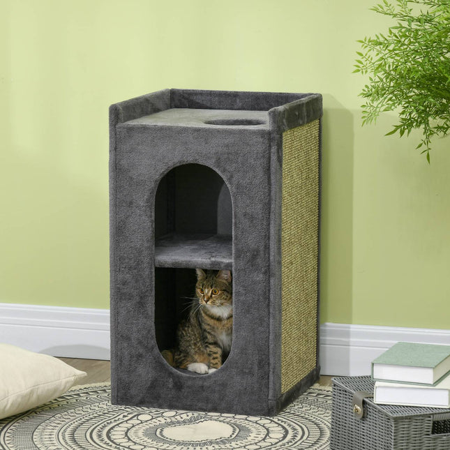 Cat Scratching Tower, 81 cm, 2 caves, dark grey, up to 6 kg