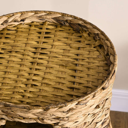 Asināšanas muca kaķu tornis 73 cm, 3 līmeņu spilvens, ūdens hiacinte, tērauds, gaiši brūns