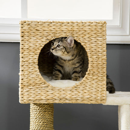 Cat tree with cave, bed, sisal poles and stairs