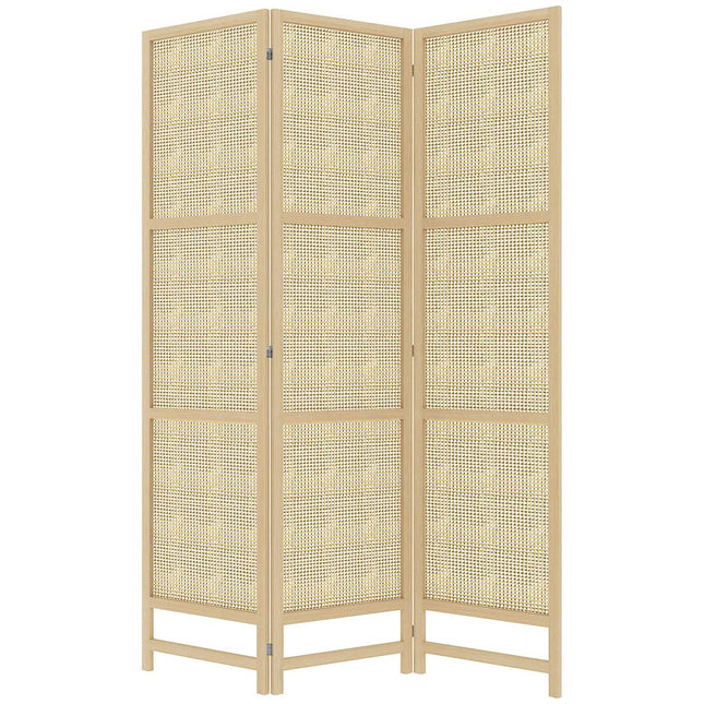Ekrāna 3 daļu 135 x 180 cm nodalījuma telpas dalītājs, izgatavots no PP rotangpalmas, saliekams telpas dalītājs, privātuma ekrāns viesistabai, dabīgs