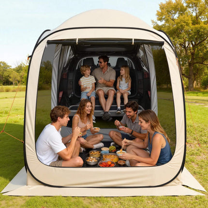 Screen House Tent, 4-6 Person Pop-Up SUV Tailgate, Beige