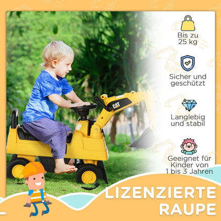 Riding excavator toy with shovel and horn, 12 months+, yellow