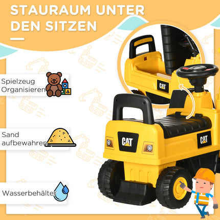 Riding excavator toy with shovel and horn, 12 months+, yellow